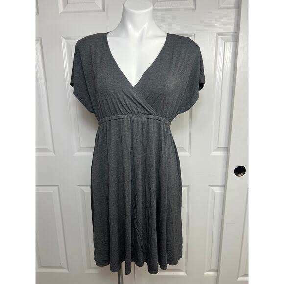 Amazon Essential Surplice Dress Short Sleeve Gray Size XS Extra Small - Picture 1 of 7